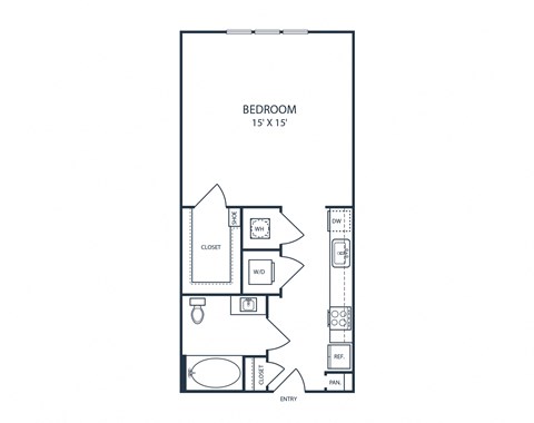 Floor plan for studio, 1 bath, 531 sqft